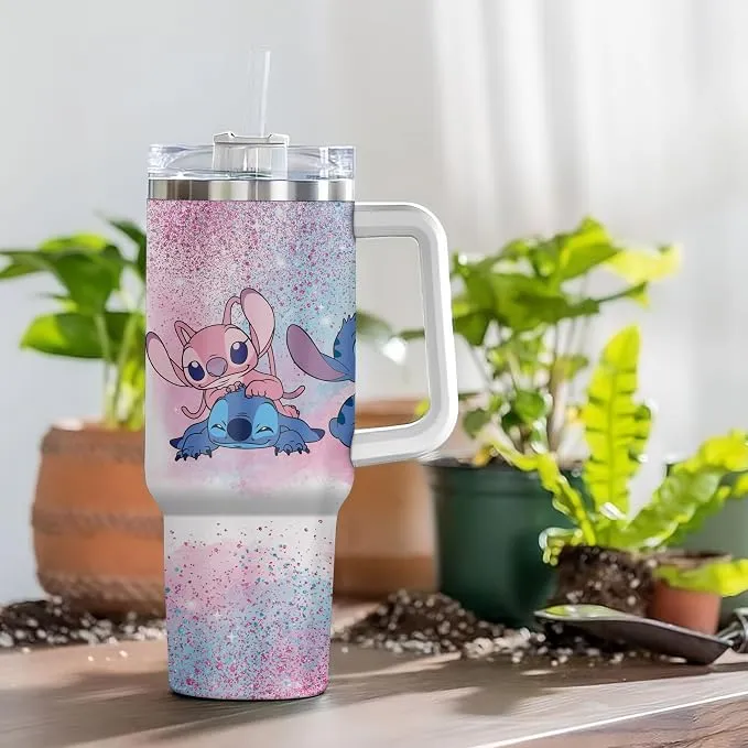 Cute Printed Stainless Steel Insulated Travel Tumbler with Handle and Straw - Product Details